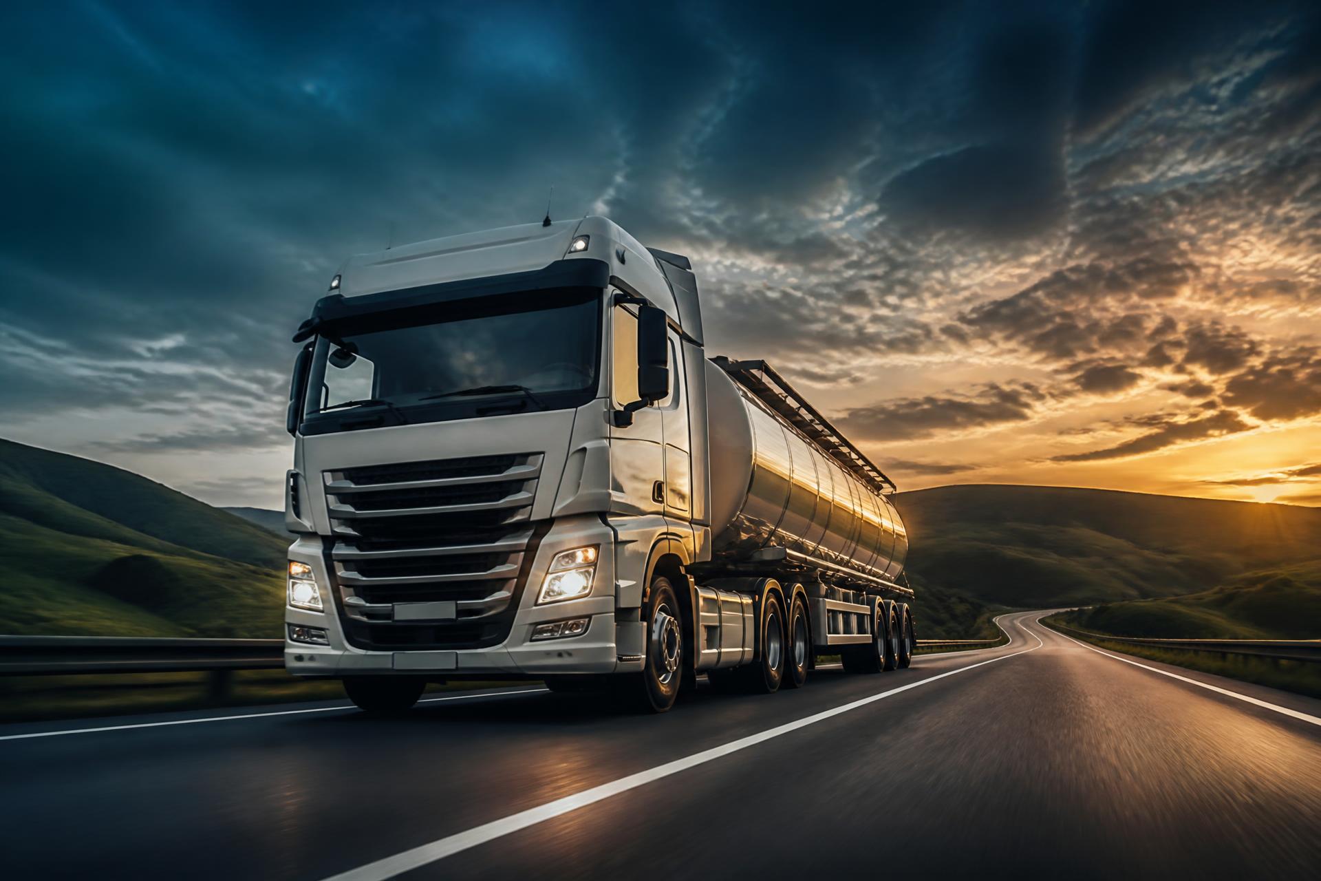 Caminhão-tanque da Arla Paraná em rodovia ao amanhecer
